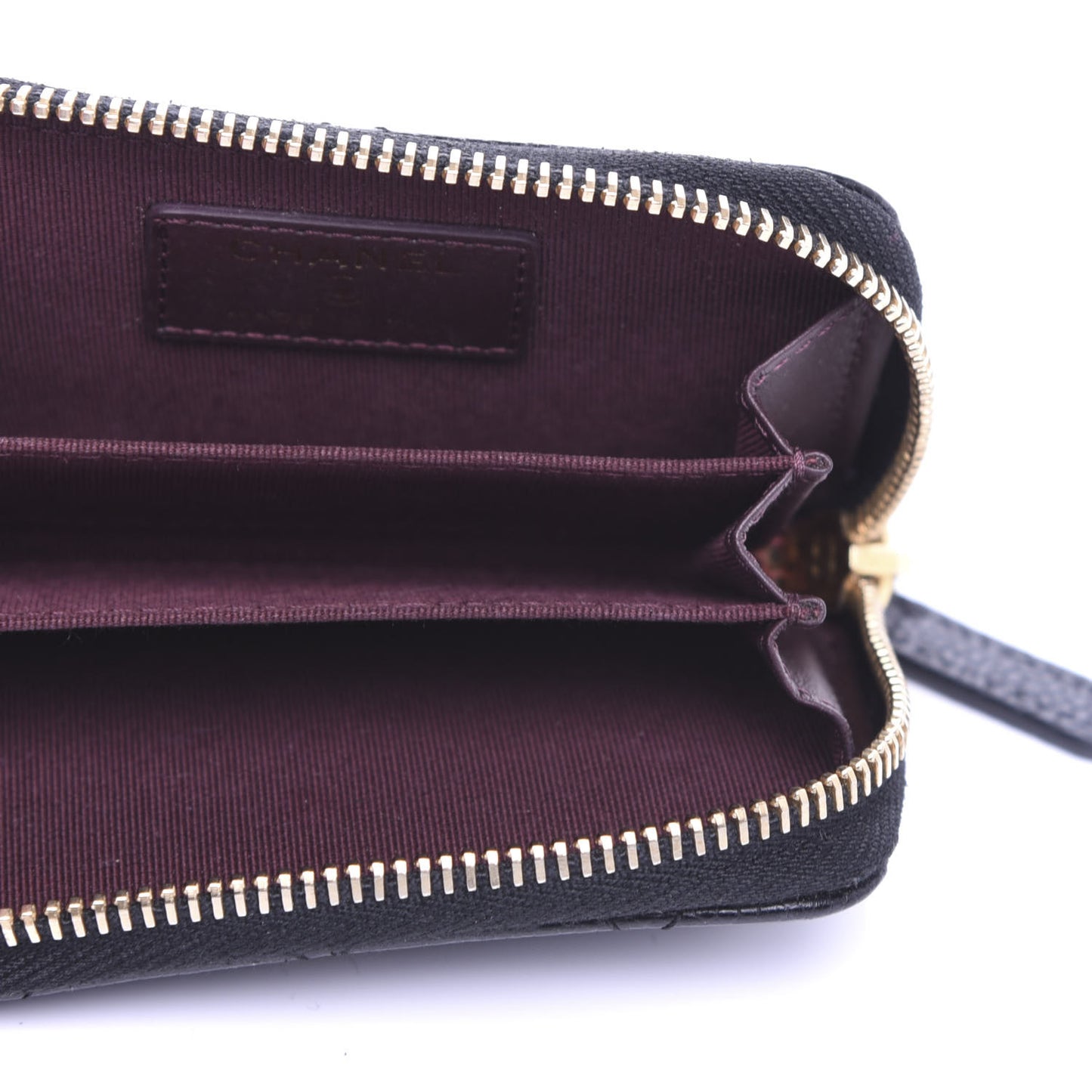 Caviar Quilted Zip Coin Purse Black