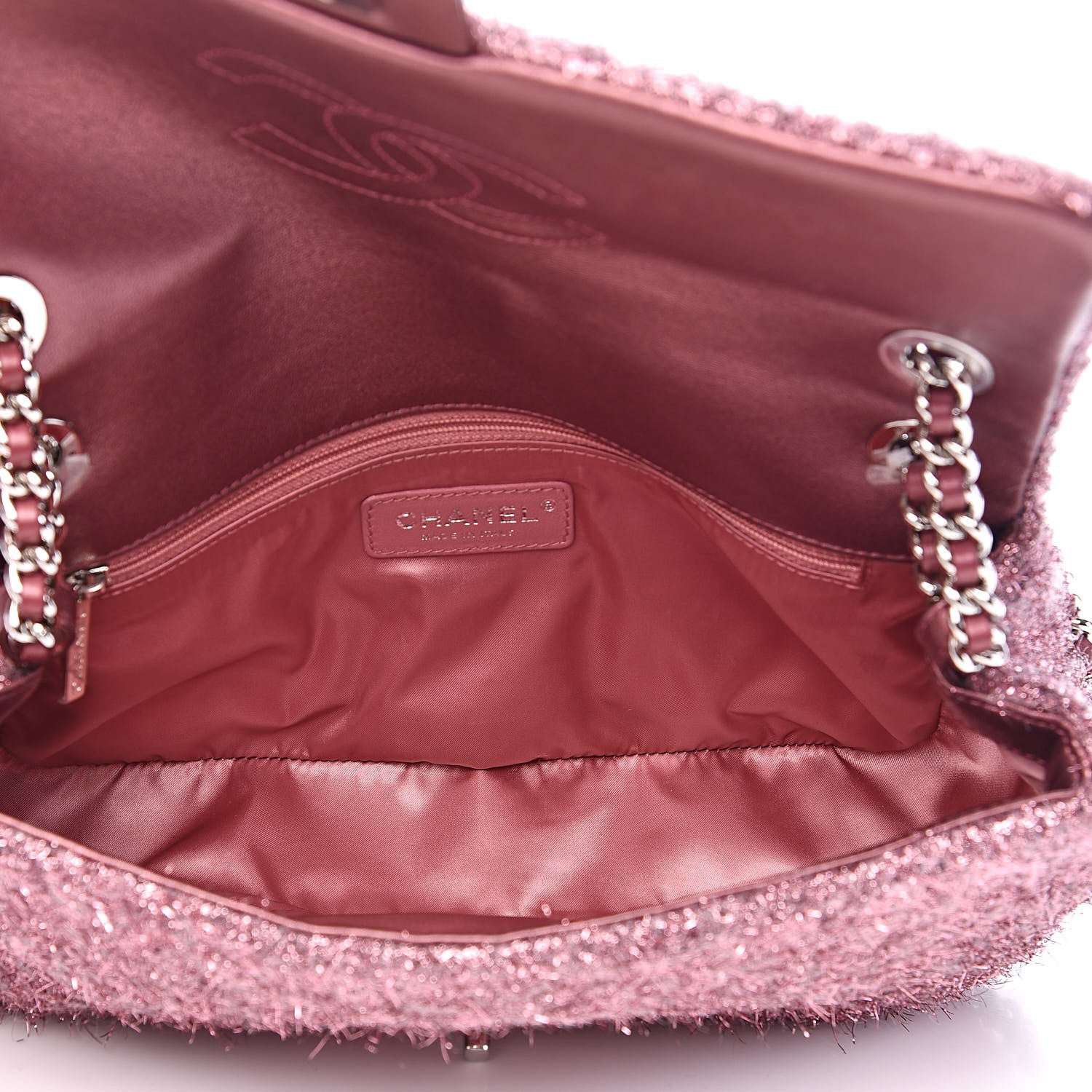 Chanel Lurex Knit Medium Pluto Glitter Flap Pink 5 of 11