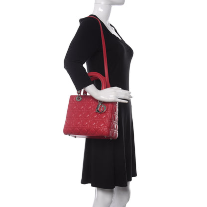 Christian Dior Lambskin Cannage Medium Lady Dior Fuchsia 2 of 10