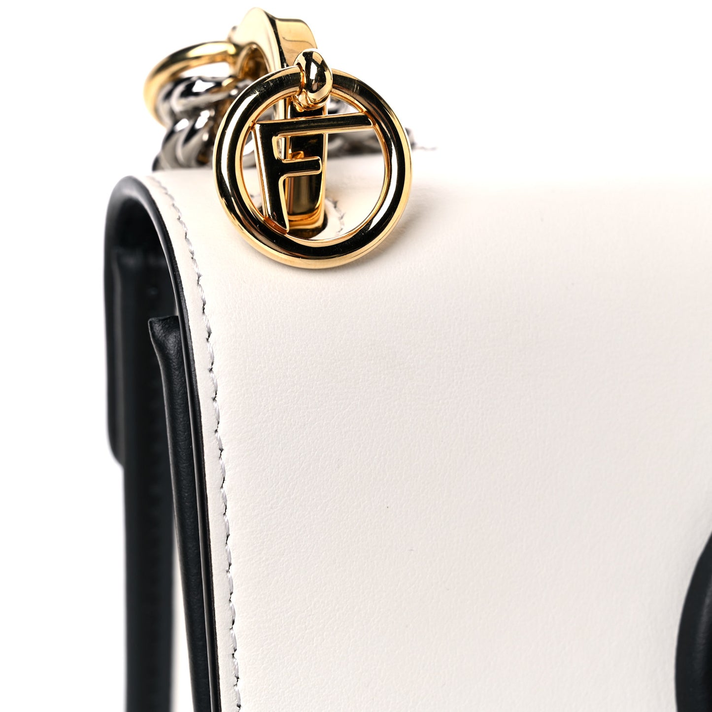 Vitello Century Velvet F is Fendi FF Embroidered Small Kan I Shoulder Bag White Black