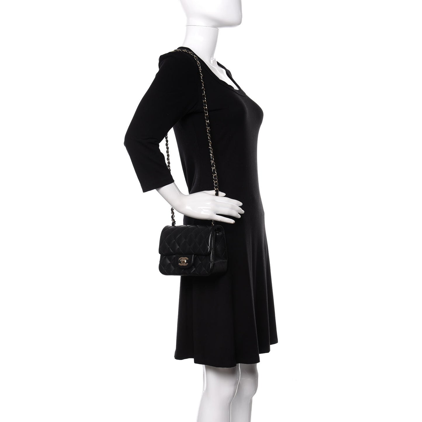 Lambskin Quilted Mini Square Flap Black