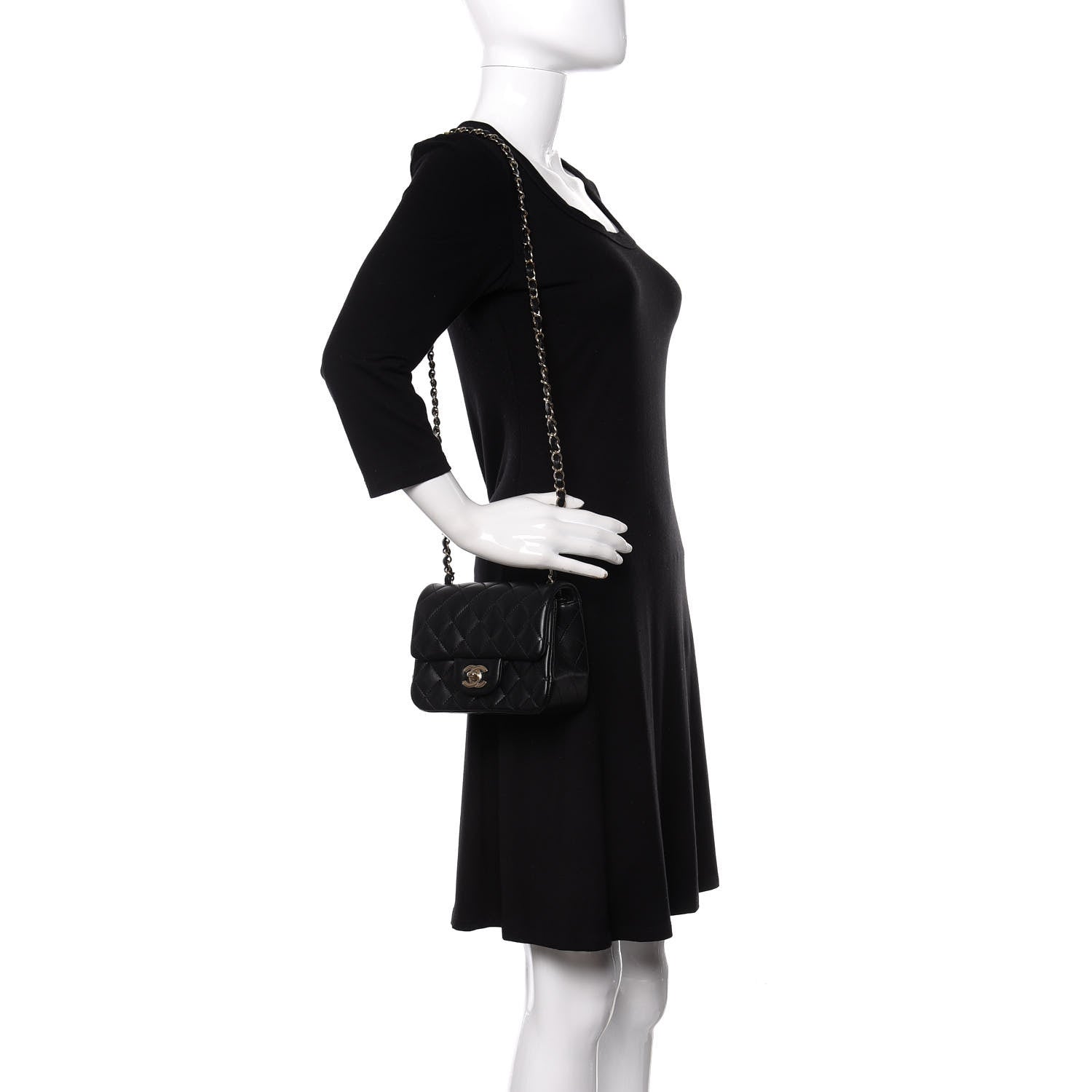 Chanel Lambskin Quilted Mini Square Flap Black 2 of 10