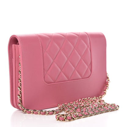 Chanel Sheepskin Quilted Mademoiselle Vintage Wallet On Chain WOC Dark Pink 3 of 12