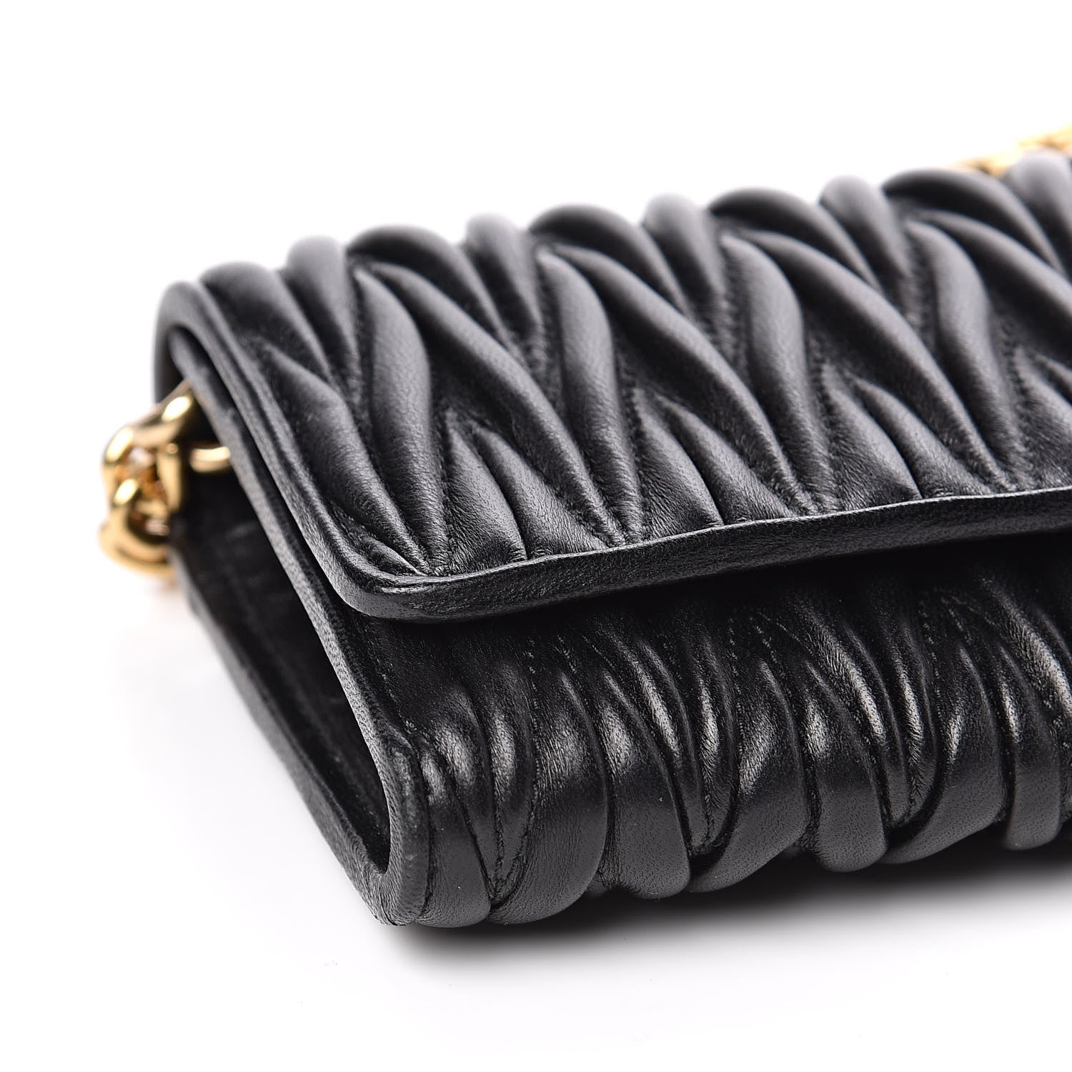 Miu Miu Nappa Matelasse Wallet On Chain Black 8 of 12