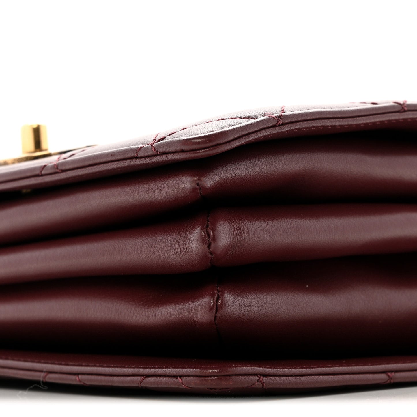Iridescent Sheepskin Quilted Enamel Top Handle Bag Burgundy