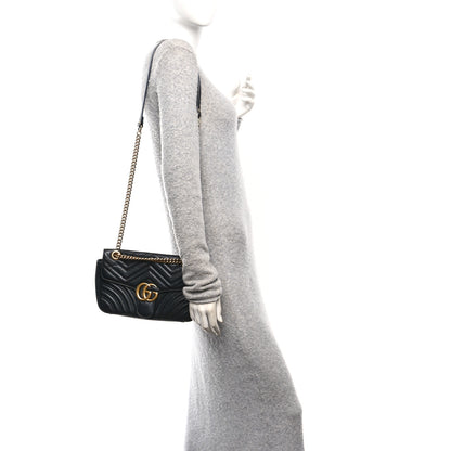 Gucci Calfskin Matelasse Small GG Marmont Shoulder Bag Black 3 of 10