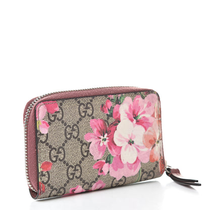 Gucci GG Supreme Monogram Blooms Zip Around Card Case Wallet Beige Multicolor Dry Rose 3 of 10