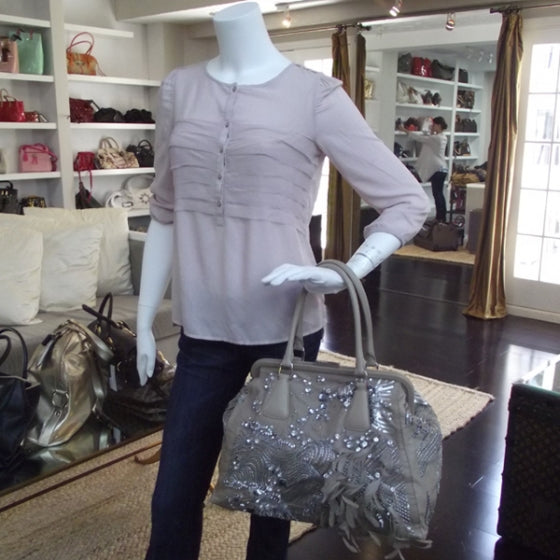 Valentino Garavani Feather Sequin Alice Glam Frame Satchel Beige 2 of 11
