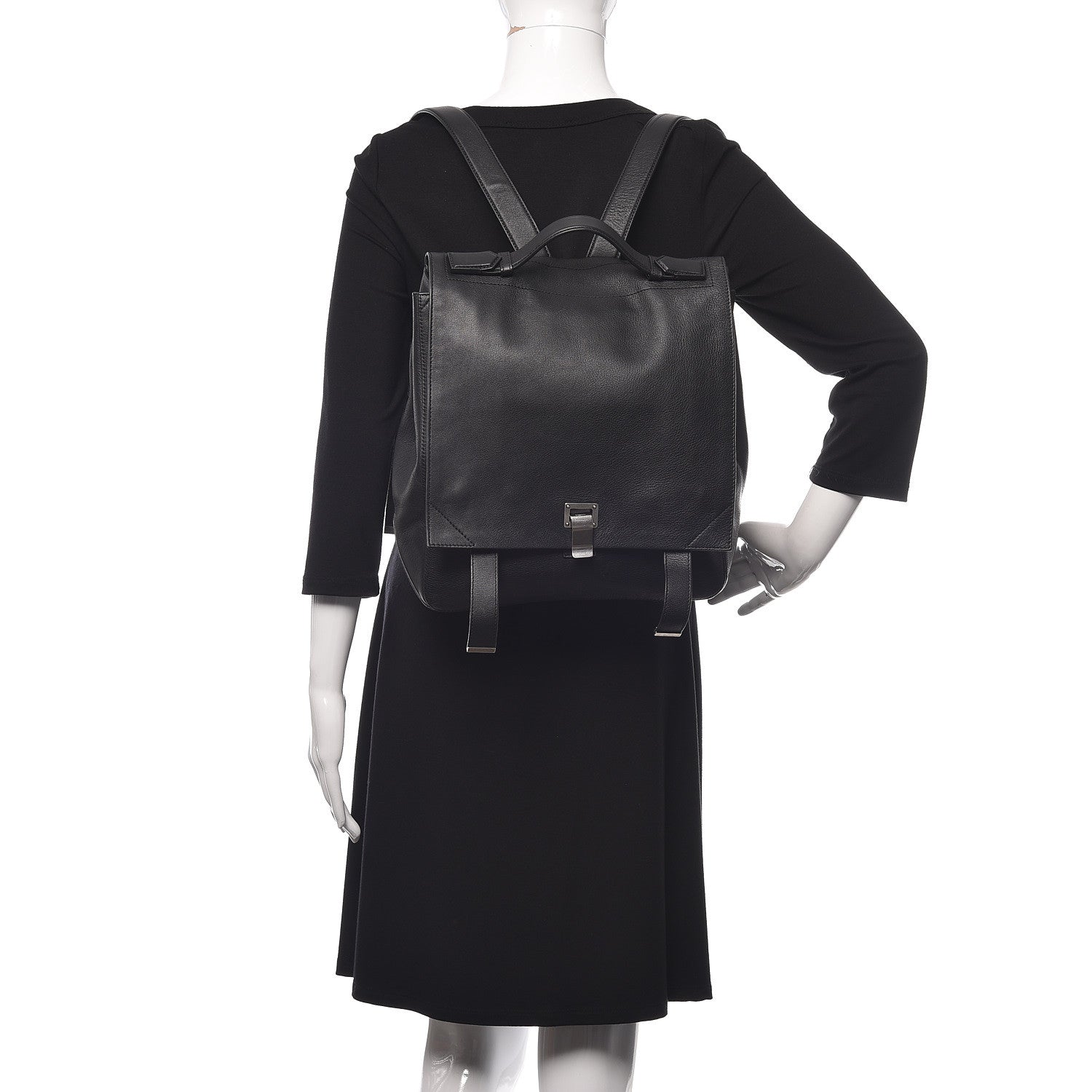 Proenza Schouler Calfskin Large PS Courier Backpack Black 2 of 16