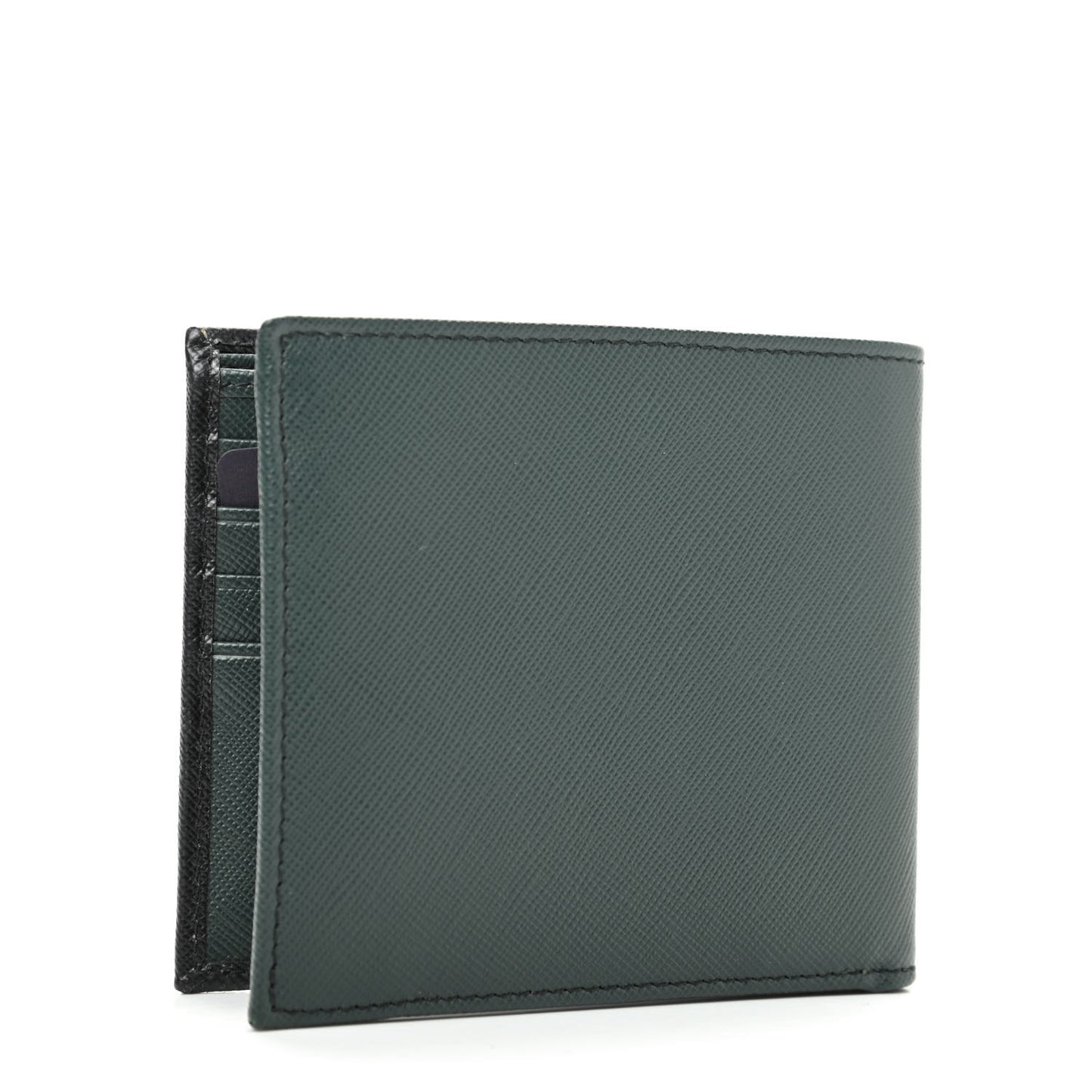 Saffiano Bi-Color Bi-Fold Wallet Smeraldo Black