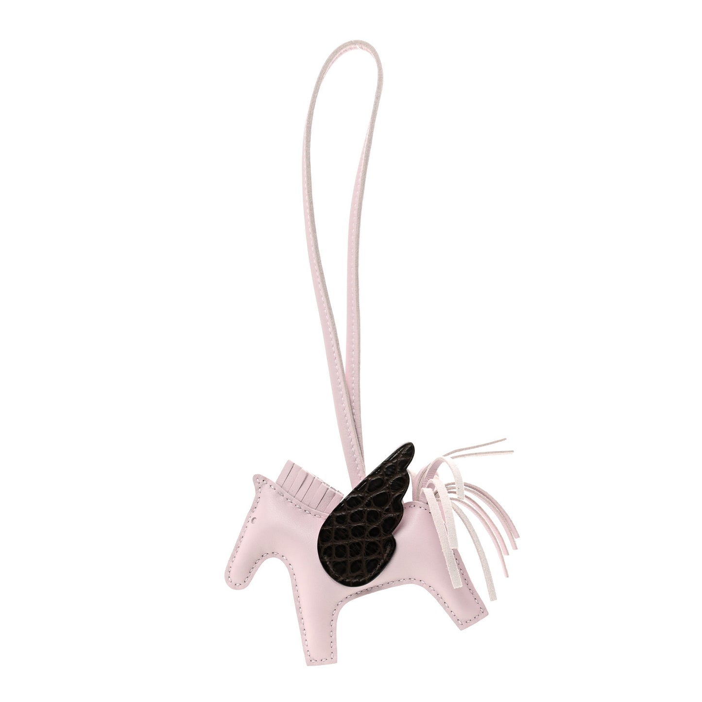 Milo Lambskin Matte Alligator Touch Grigri Rodeo Pegase Horse Bag Charm PM Mauve Pale Ebene