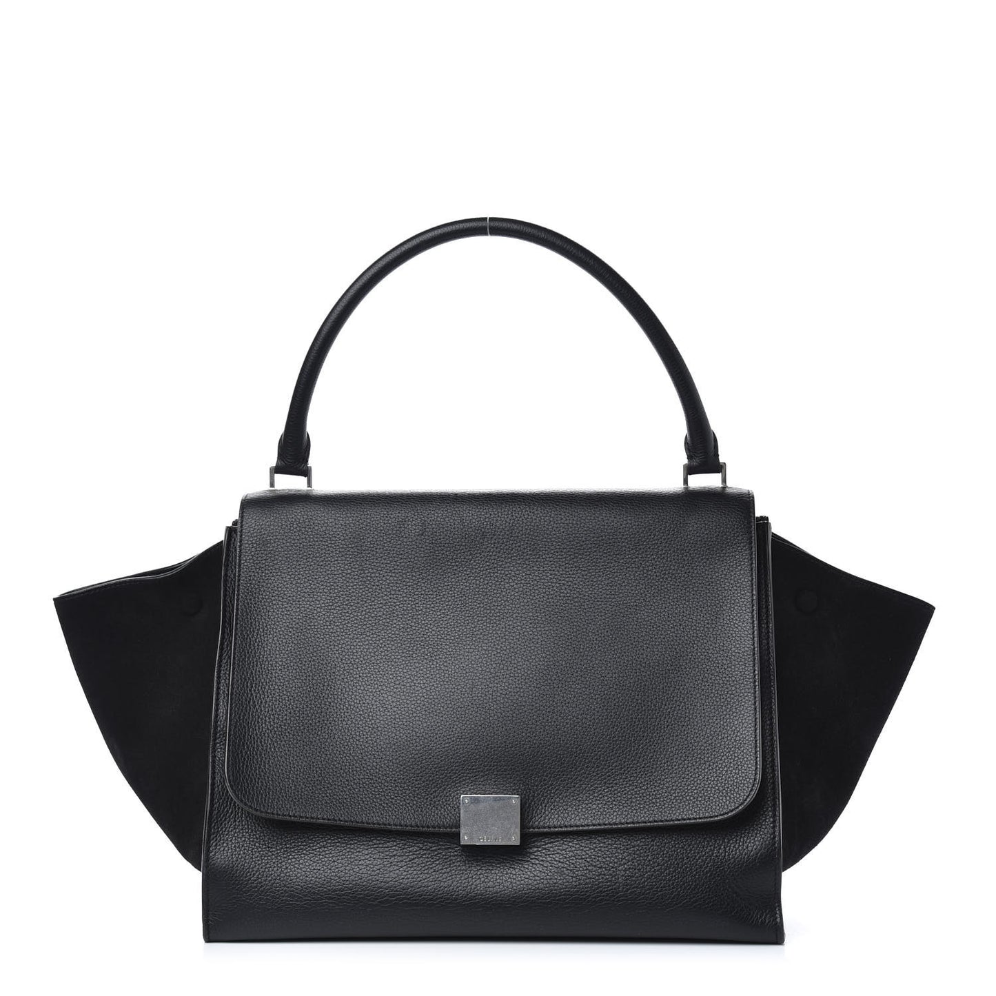 Drummed Calfskin Suede Large Trapeze Black