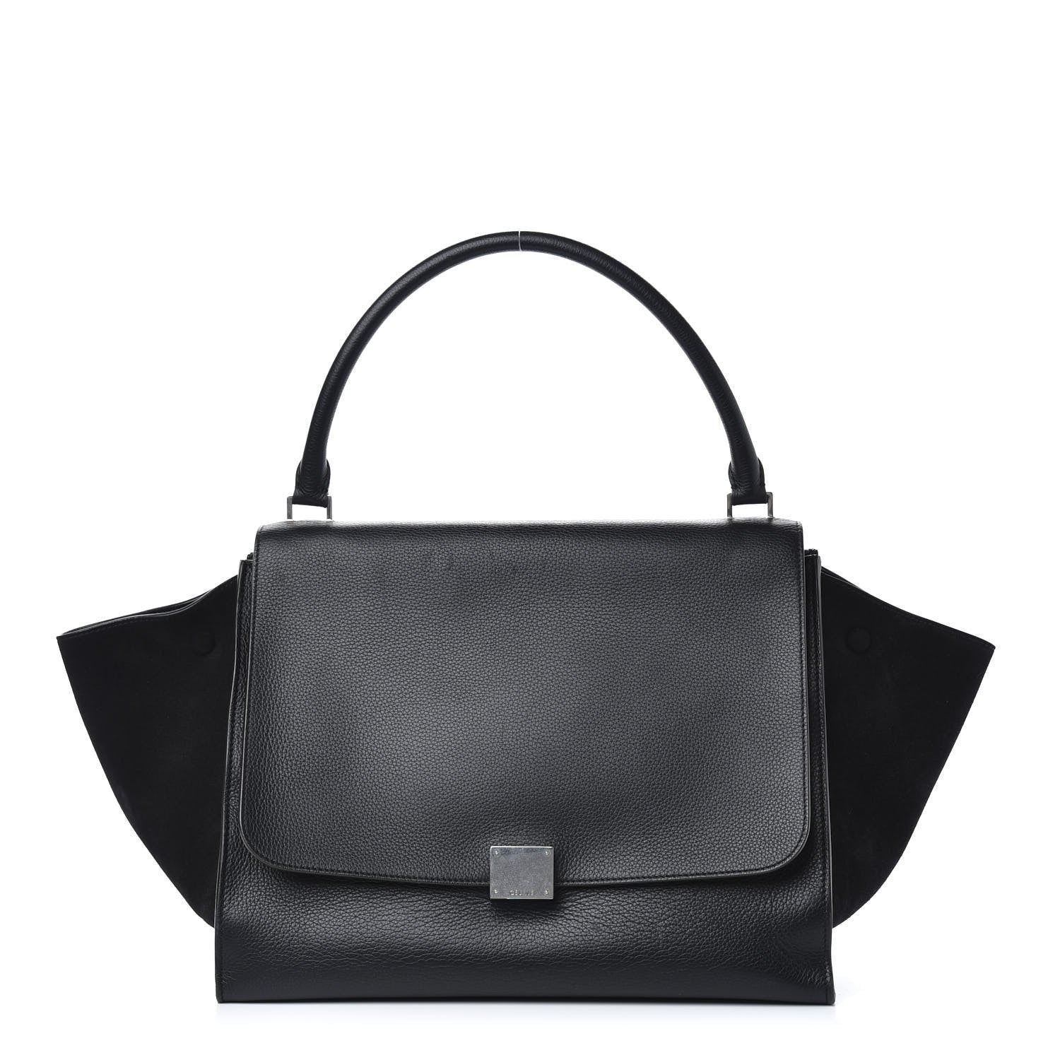 Celine Drummed Calfskin Suede Large Trapeze Black 1 of 11