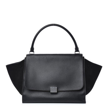 Celine Drummed Calfskin Suede Large Trapeze Black 1 of 11