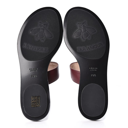Gucci Calfskin GG Marmont Thong Sandals 39.5 Vintage Bordeaux 6 of 9