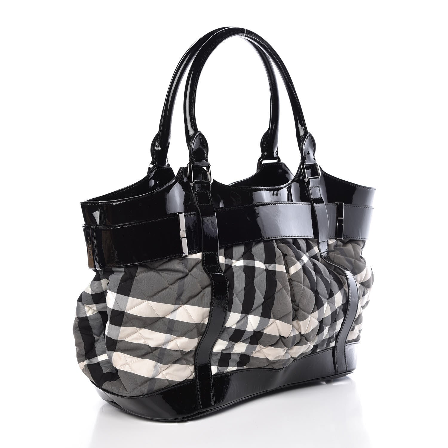 Burberry Patent Smoked Check Quilted Beaton Black 3 of 8