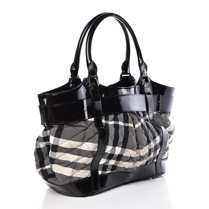 Burberry Patent Smoked Check Quilted Beaton Black 3 of 8
