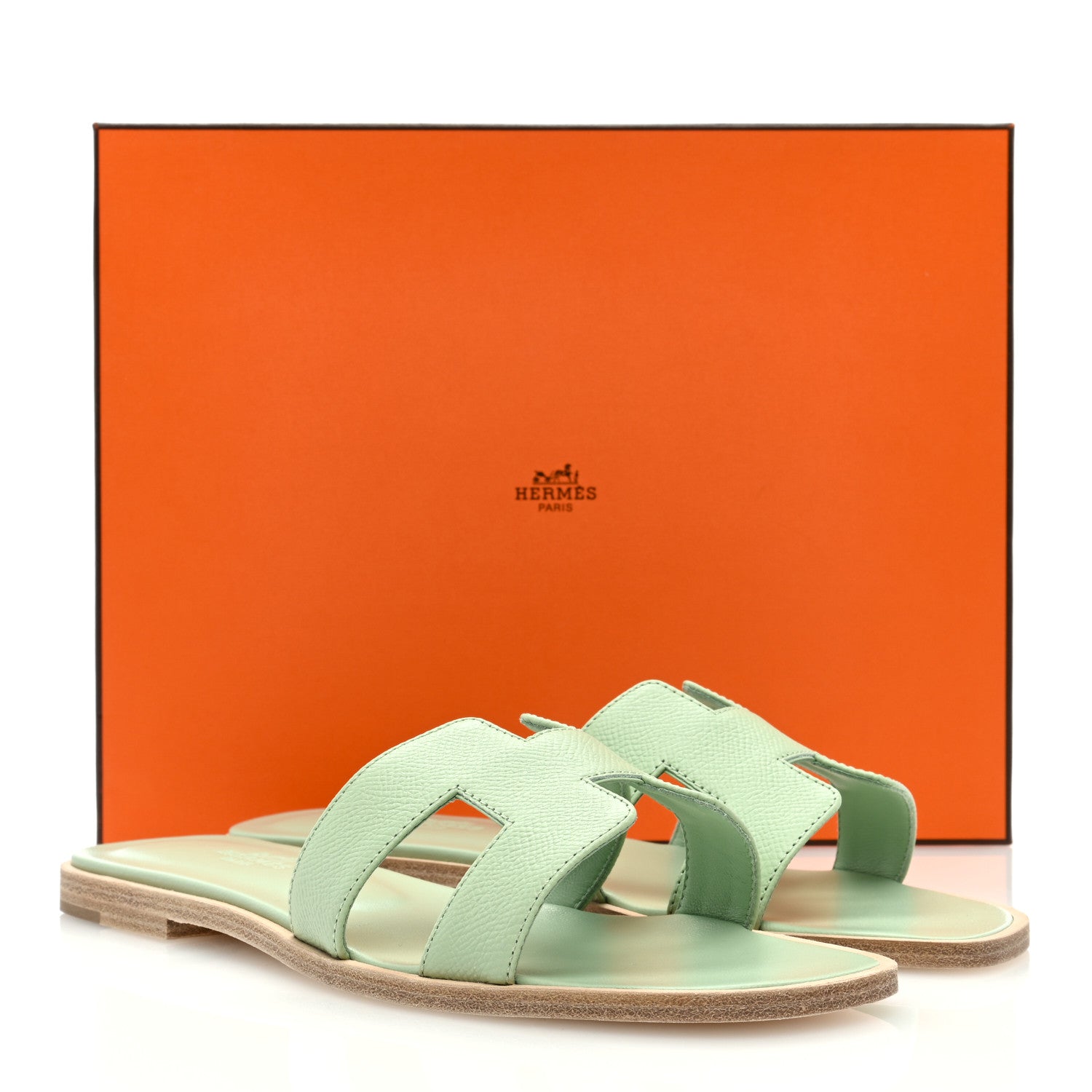 Hermes Epsom Oran Sandals 38 Vert Jade 9 of 9