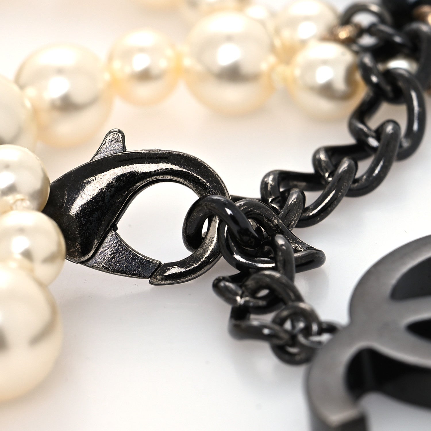 Chanel Pearl Bead CC Multistrand Bracelet Black 4 of 6