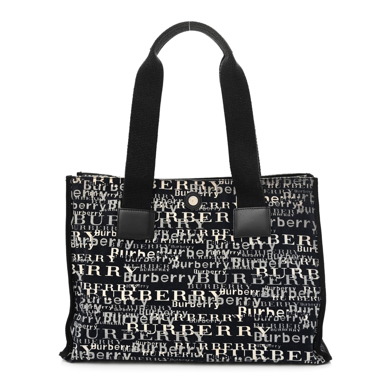 Burberry Canvas Logo Tote Black White 1 of 13