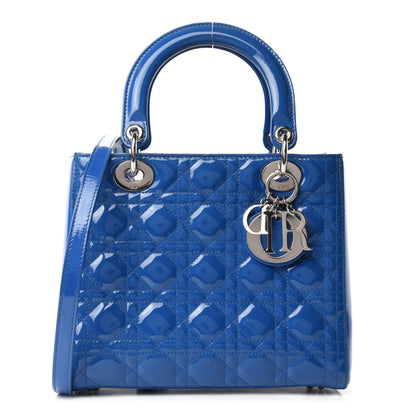 Christian Dior Patent Cannage Medium Lady Dior Blue 1 of 10