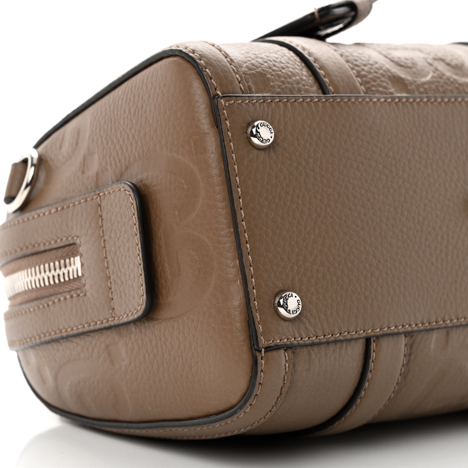 Gucci Piuma Calfskin Jumbo GG Embossed Mini Duffle Bag Good Taupe 9 of 10