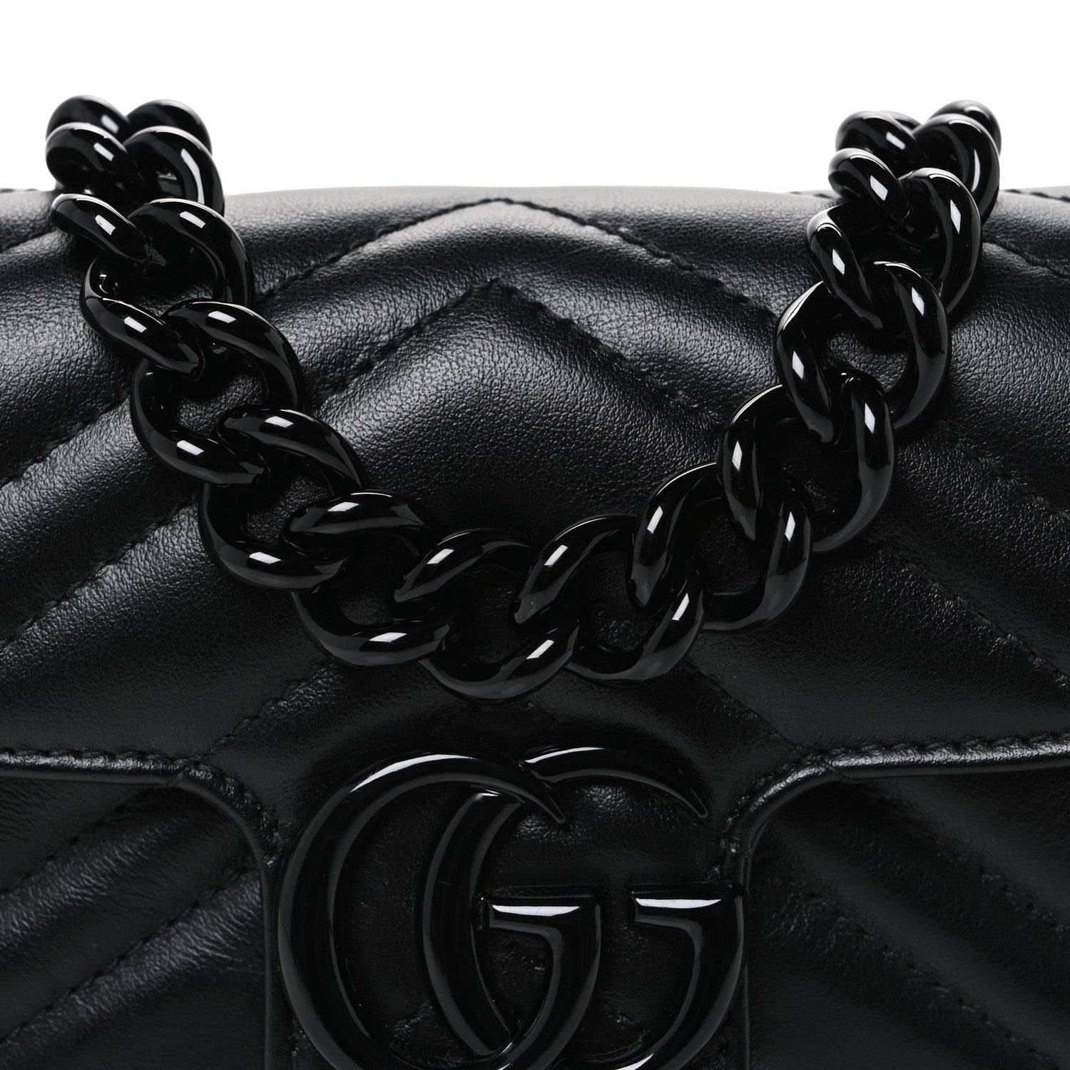 Gucci Calfskin Matelasse Monochrome GG Marmont Chain Belt Bag Black 8 of 10