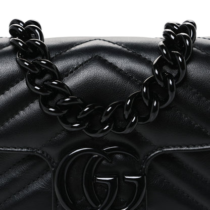 Gucci Calfskin Matelasse Monochrome GG Marmont Chain Belt Bag Black 8 of 10