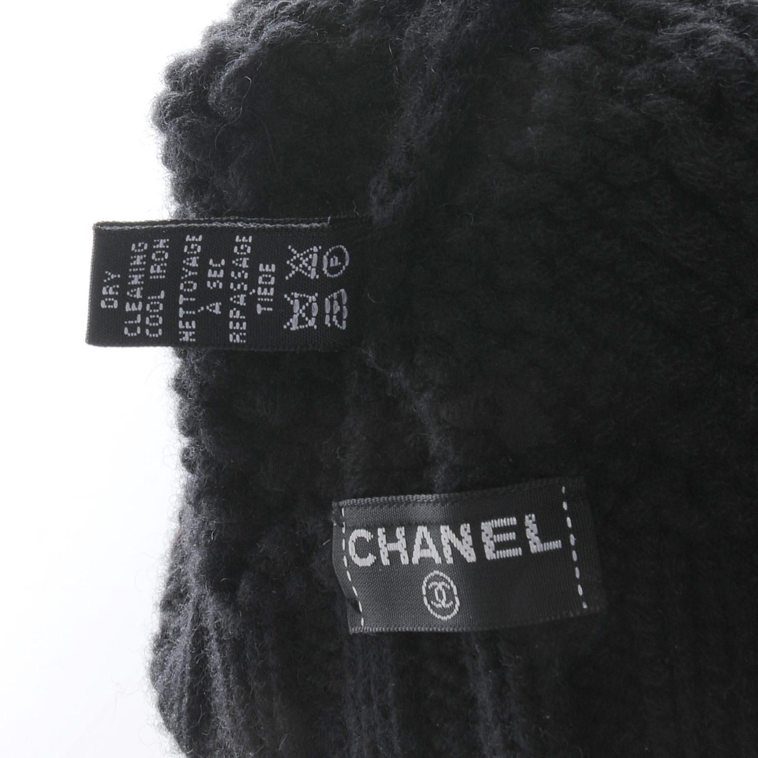 Chanel Cashmere Chain CC Beanie Hat Black 6 of 6