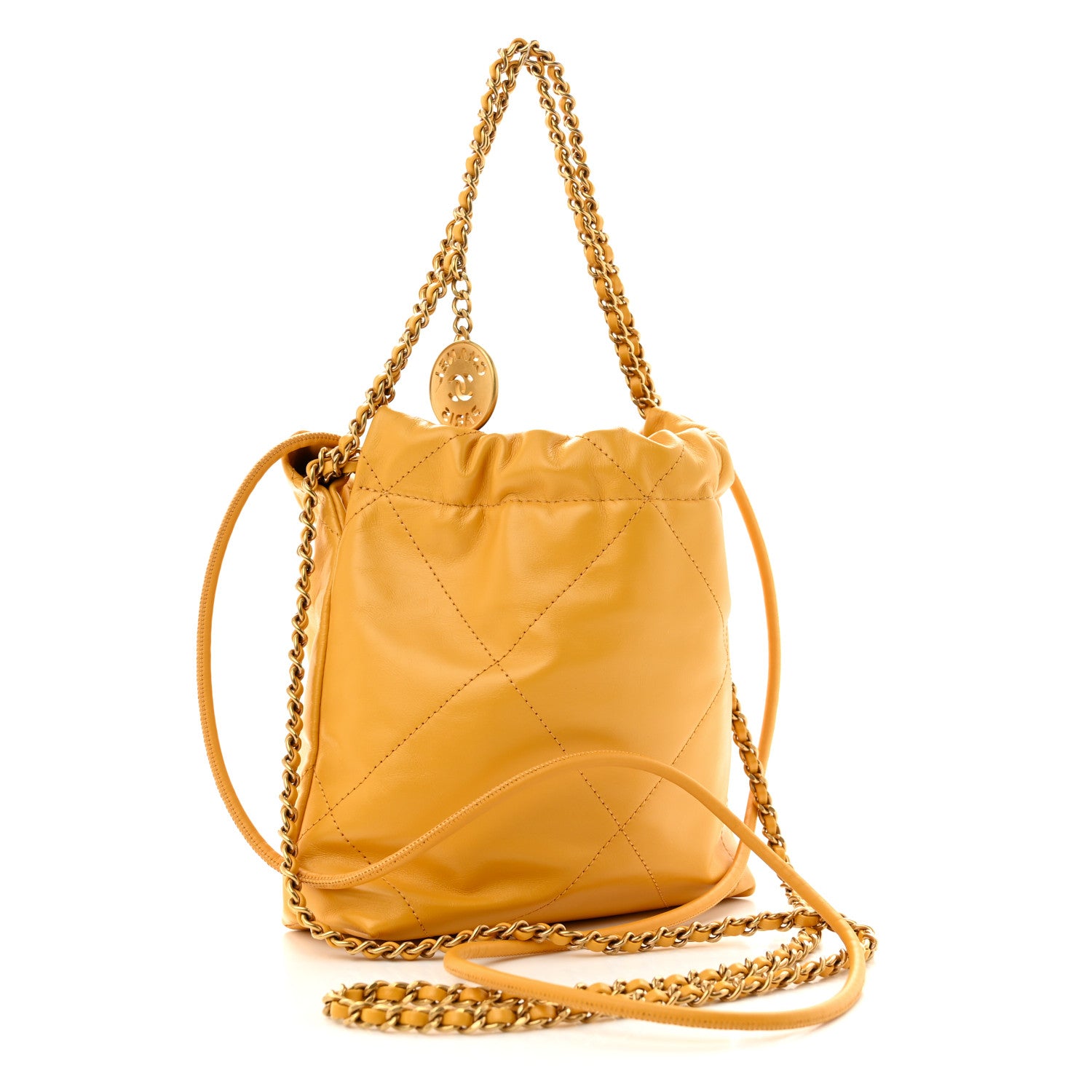 Chanel Shiny Calfskin Quilted Mini Chanel 22 Yellow 3 of 10
