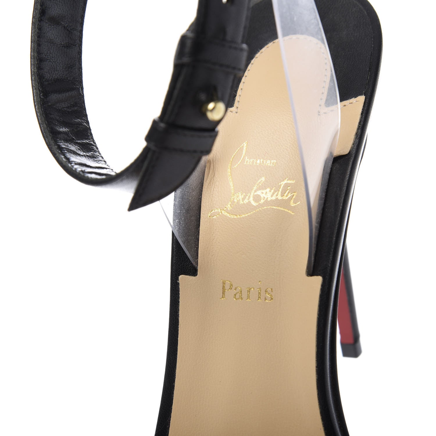 Christian Louboutin Shiny Nappa PVC Jonatina 100 Sandals 37.5 Black 8 of 9