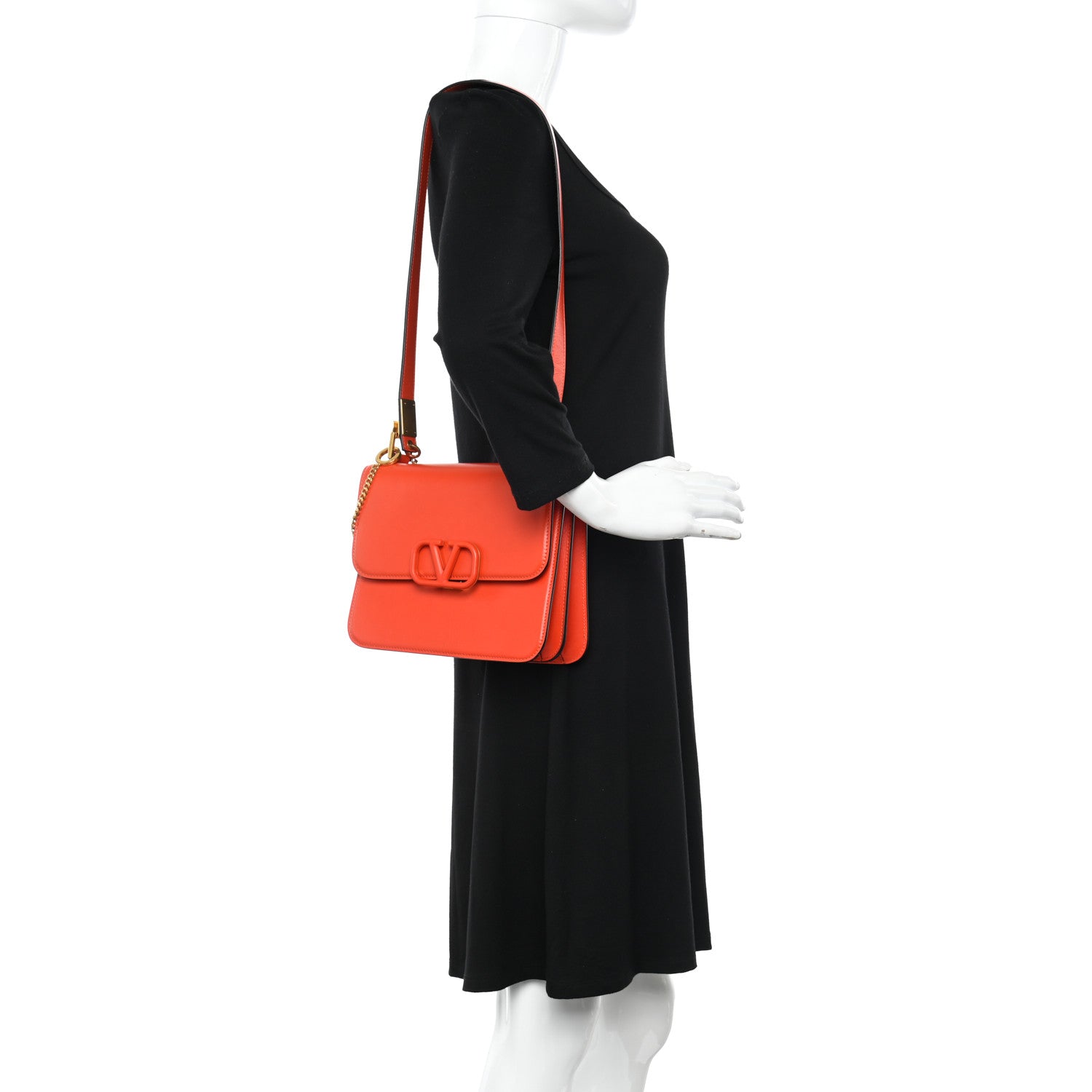 Valentino Garavani Calfskin Large VSling Shoulder Bag Goldfish 2 of 10