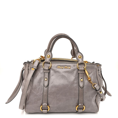 Miu Miu Vitello Shine Double Zip Tote Fumo 1 of 12