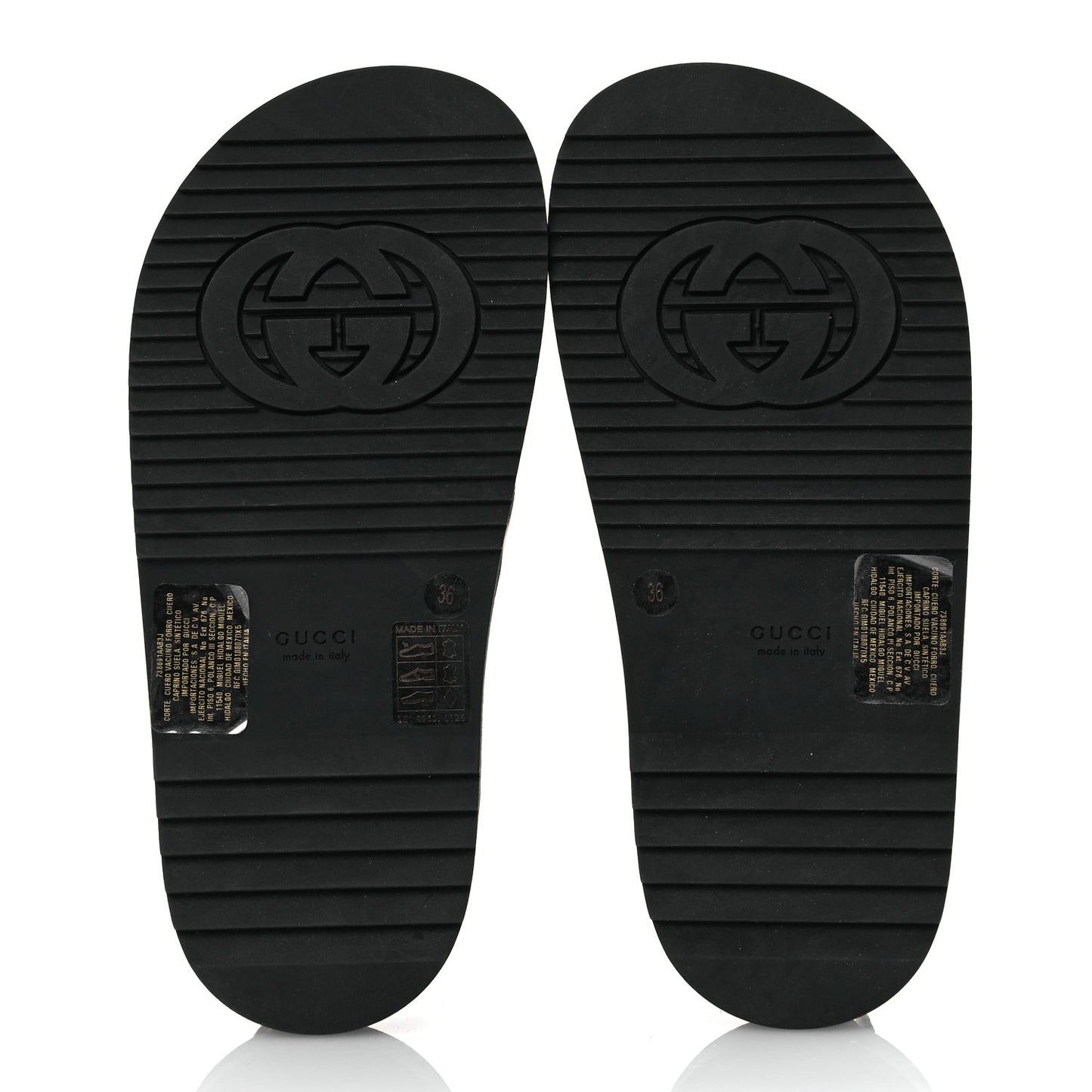 Logo Calfskin Slingback Sandals 36 Black