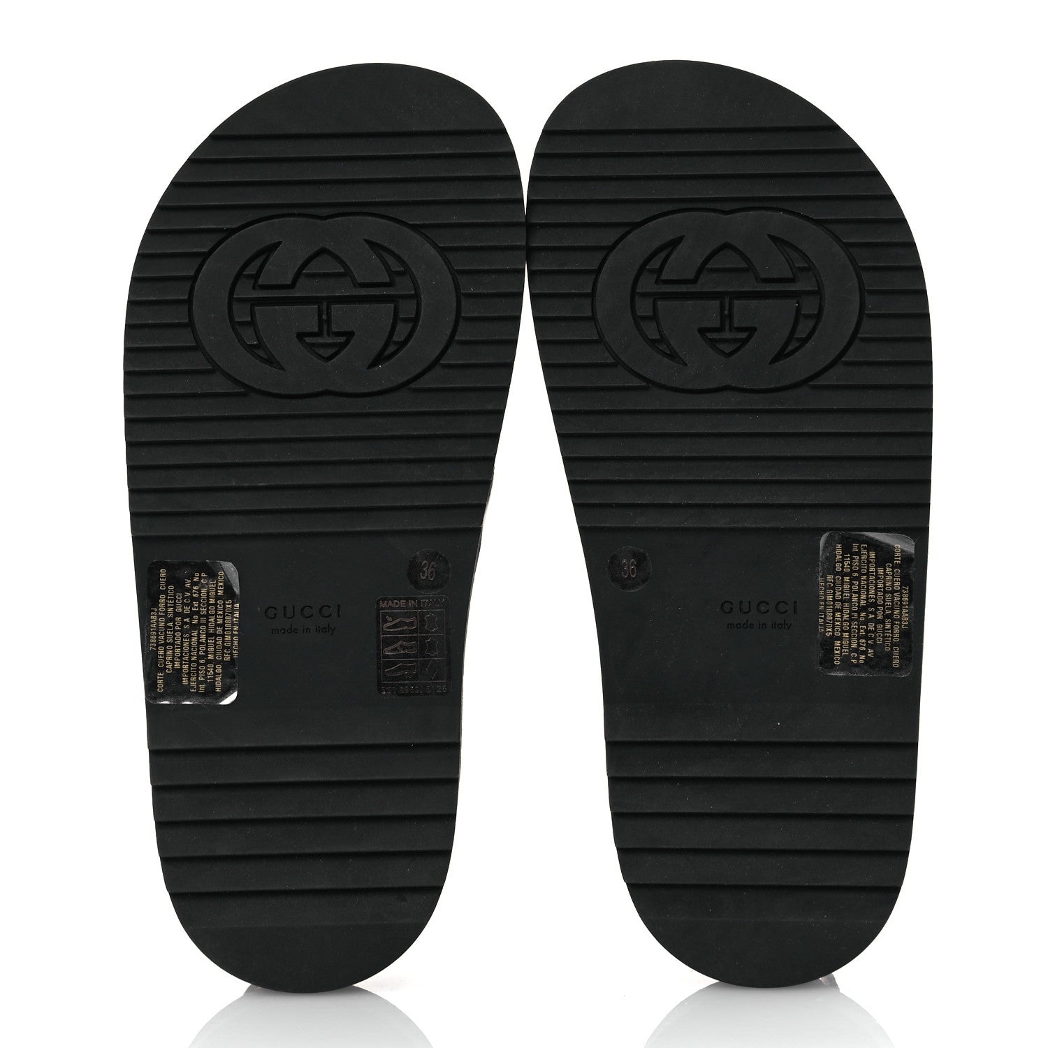 Gucci Logo Calfskin Slingback Sandals 36 Black 7 of 12