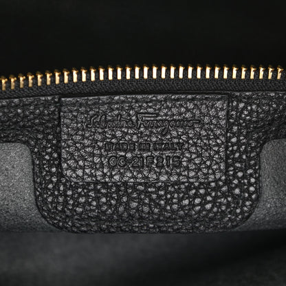 Salvatore Ferragamo Hammered Calfskin Double Handle Large Amy Tote Black 7 of 9