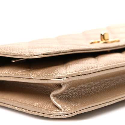 Chanel Metallic Caviar Quilted Coin Wallet On Chain WOC Gold 9 of 11
