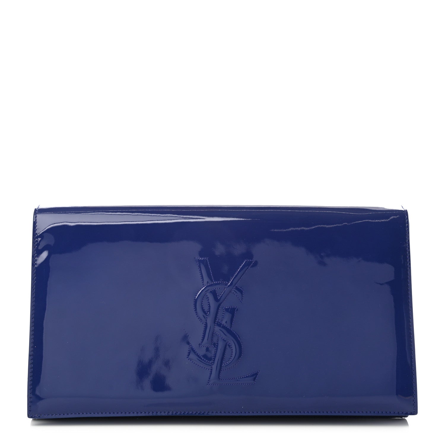 Saint Laurent Patent Calfskin Monogram Large Belle De Jour Clutch Royal Blue 1 of 8