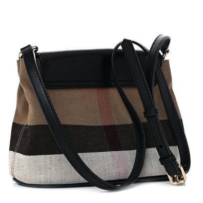 Burberry Mega Check Grainy Calfskin Small Gowan Messenger Bag Black 3 of 14