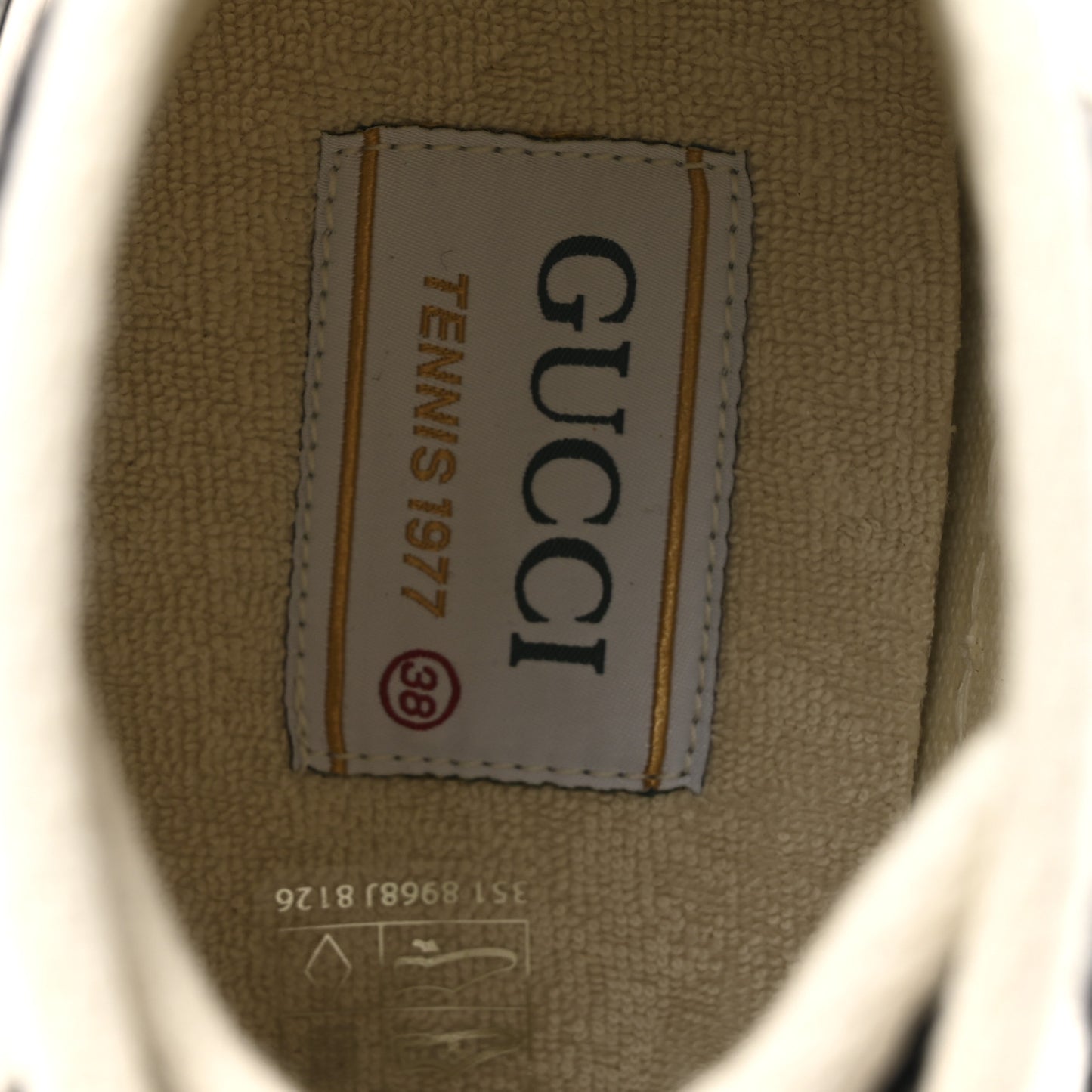 New Canvas GG Monogram Womens Tennis 1977 High Top 55mm Platform Sneakers 38 Black Mystic White
