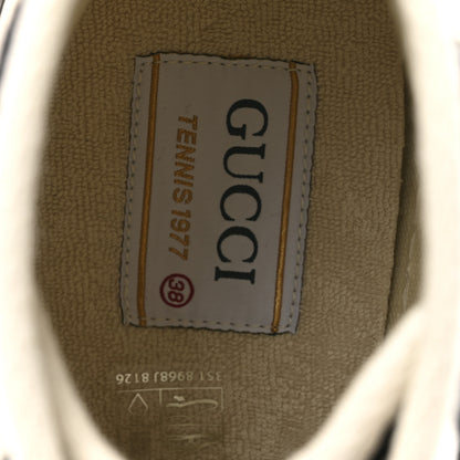 Gucci New Canvas GG Monogram Womens Tennis 1977 High Top 55mm Platform Sneakers 38 Black Mystic White 7 of 8