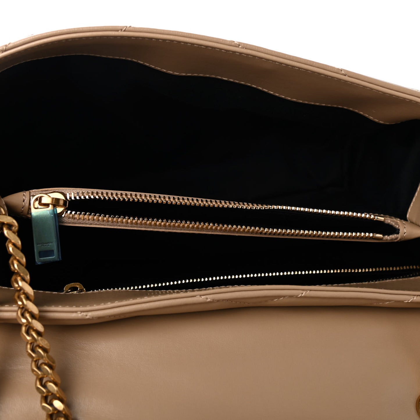Calfskin Y Quilted Monogram Medium Loulou Chain Satchel Dark Latte