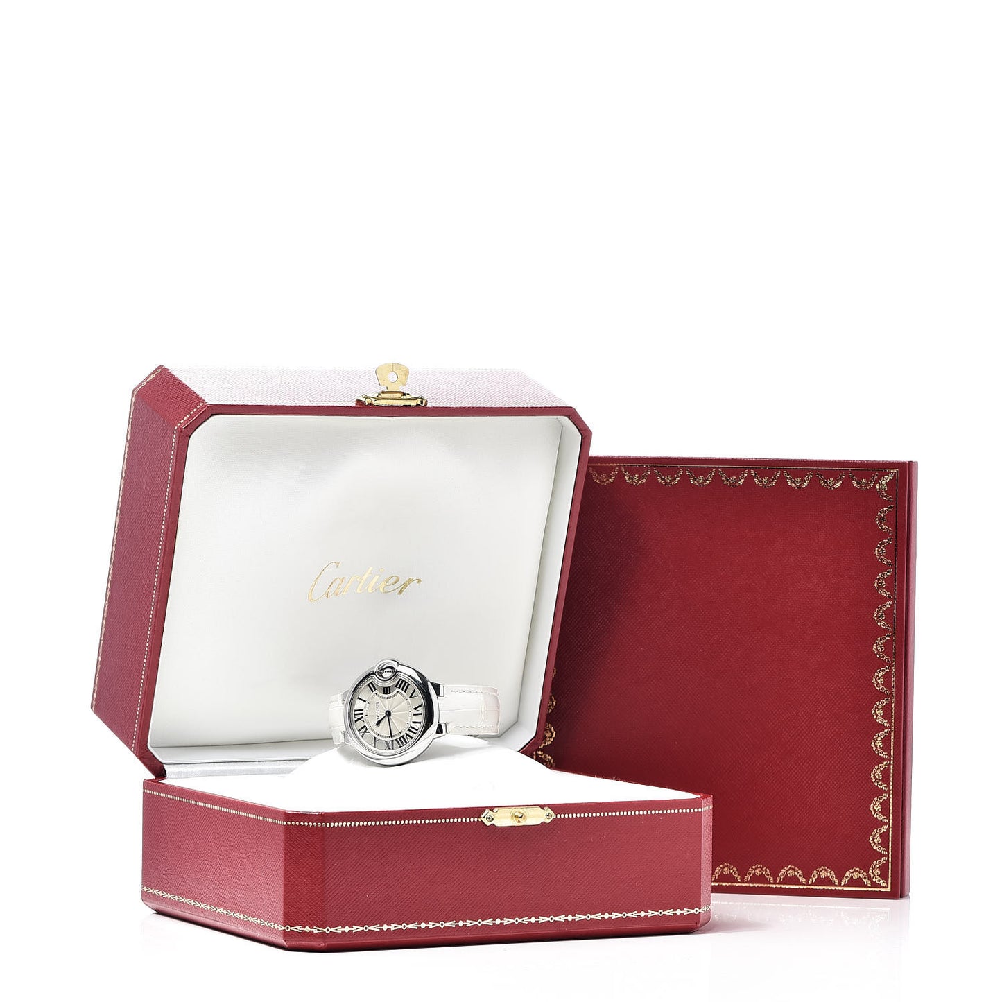 Stainless Steel Alligator 33mm Ballon Bleu De Cartier Automatic Watch White