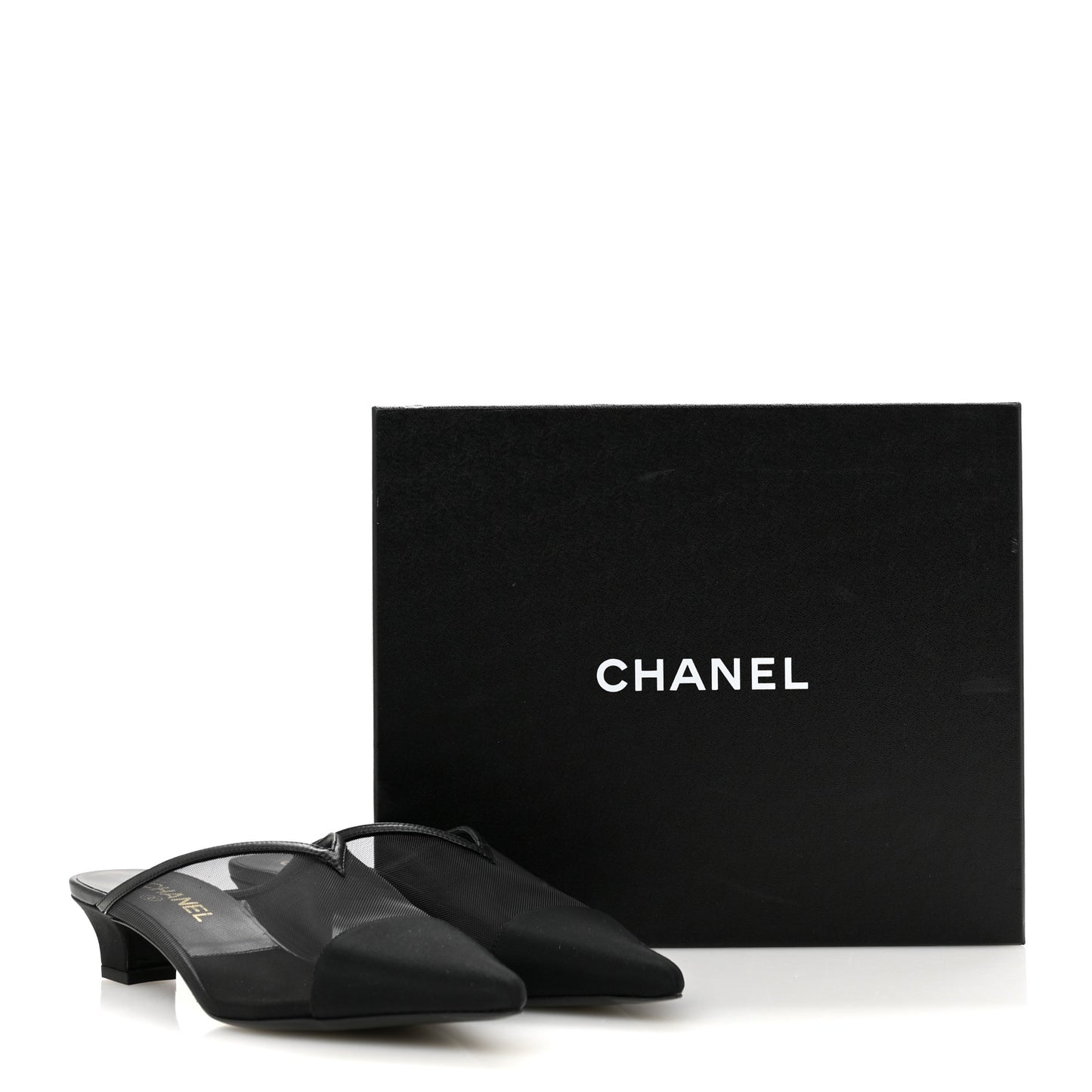 Mesh Grosgrain Cap Toe CC Mules 39 Black