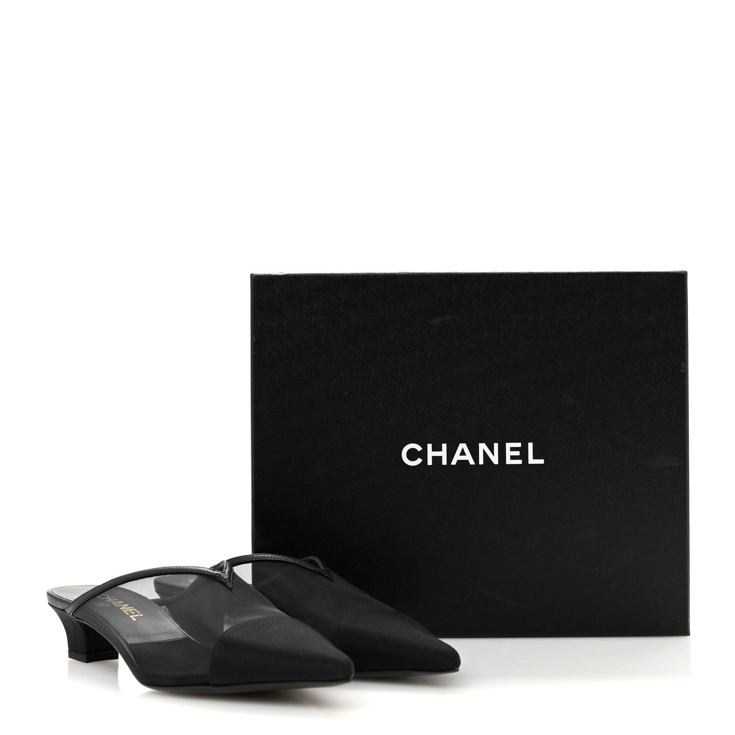 Chanel Mesh Grosgrain Cap Toe CC Mules 39 Black 9 of 9