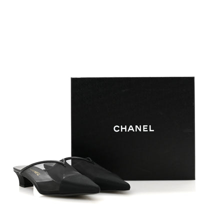 Chanel Mesh Grosgrain Cap Toe CC Mules 39 Black 9 of 9