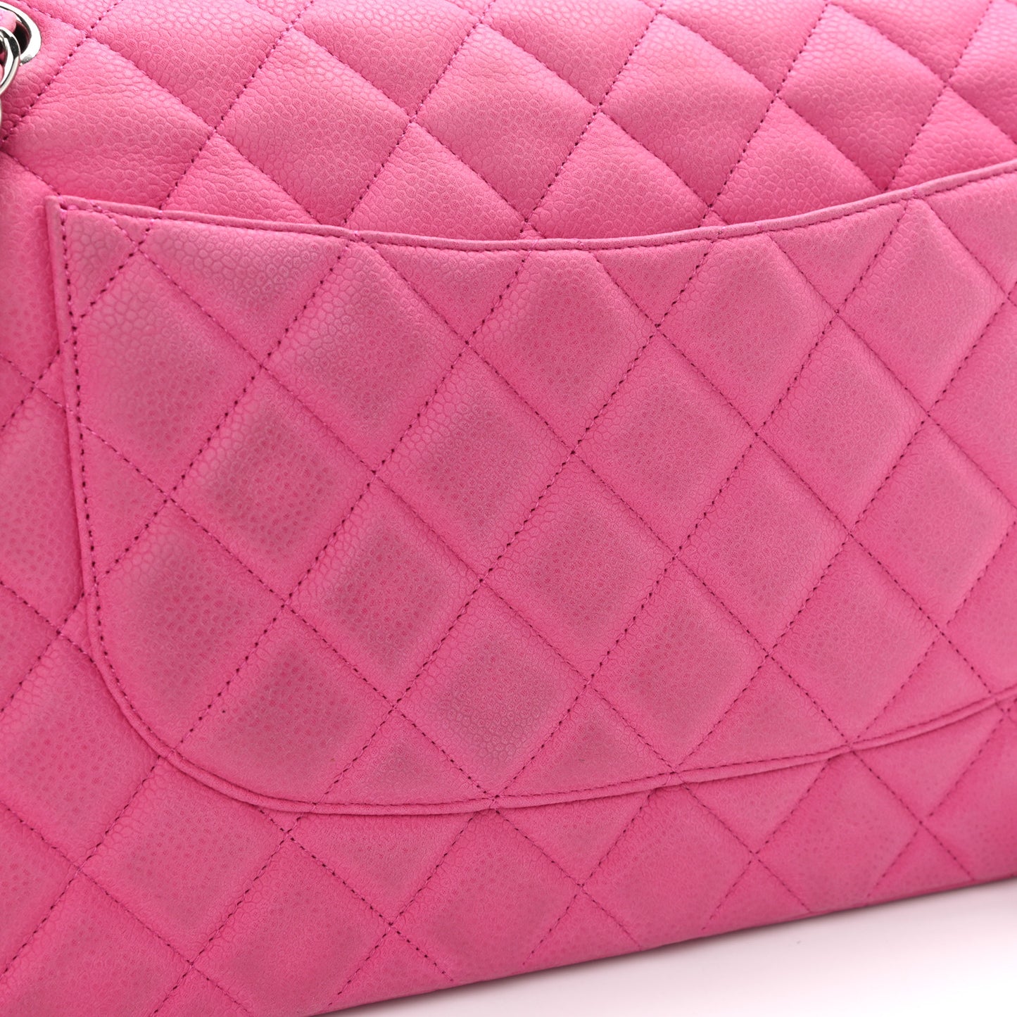 Iridescent Caviar Quilted Jumbo Double Flap Pink