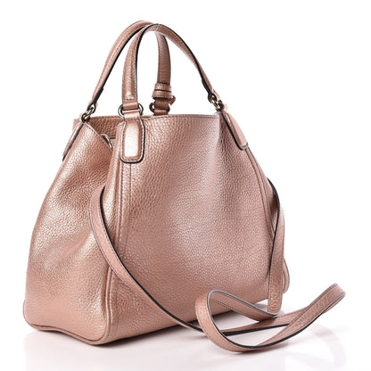 Gucci Metallic Pebbled Calfskin Small Soho Shoulder Bag Pink 3 of 15