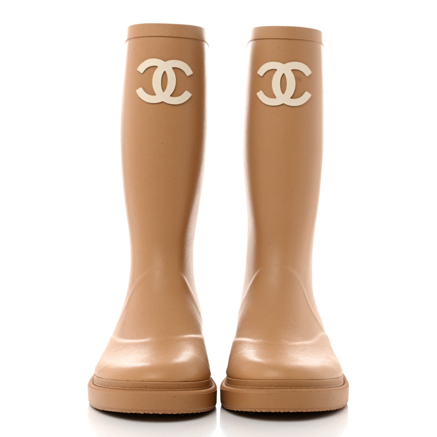 Chanel Caoutchouk CC High Boots 36 Beige 2 of 9