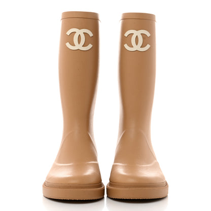 Chanel Caoutchouk CC High Boots 36 Beige 2 of 9